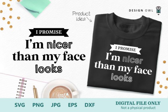 Nicer Than My Face SVG: Graphics for Crafts & Content